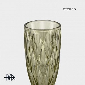 Бокал для шампанского Magistro «Круиз», 160 мл, 7*20 см, стекло, зелёный