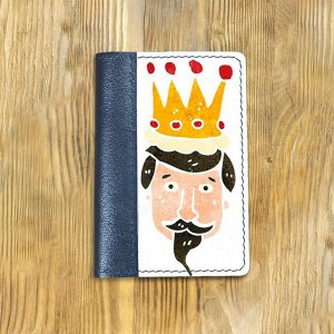 Обложка на паспорт комбинированная "Король", синяя