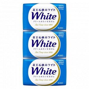 Натуральное увлажняющее туалетное мыло "White" со скваланом (нежный аромат цветочного мыла) 85 г х 3 шт, Япония