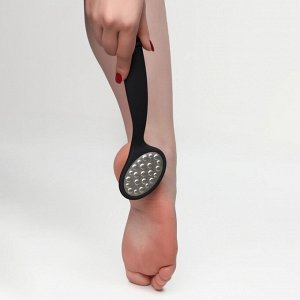 Пилка для пяток, лазерная, двусторонняя, с пилкой, прорезиненная ручка, 22 см, чёрная