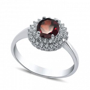Серебряное кольцо, 210008-32, гранат, куб.цирконий