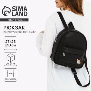 Рюкзак школьный из искусственной кожи с карманом «Корги», 27x23x10 см