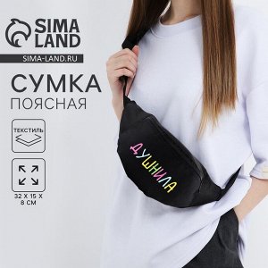 Сумка поясная «Душнила», 32x8x15 см, отдел на молнии, наружный карман, чёрная