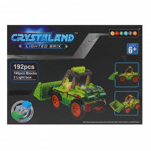 Светящийся конструктор Crystaland «Трактор с ковшом», 192 детали