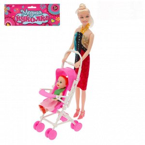 Кукла модель «Мама с дочкой» с коляской, МИКС