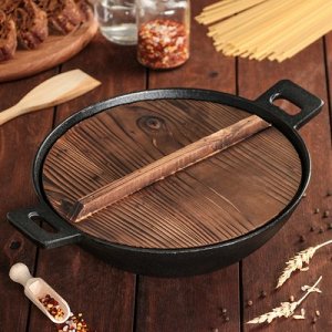 Сковорода ВОК с деревянной крышкой"Хемминг" 26х8 см