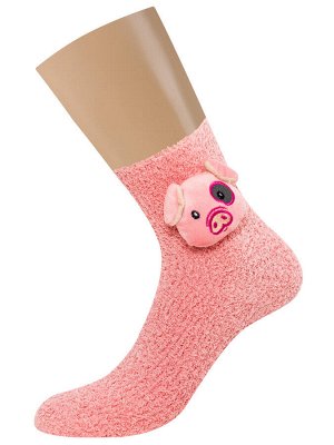 Носки Махровые женские носки с антискользящим покрытием на подошве. Модель украшена объемной аппликацией виде мордочки животного.

Состав:
Полиэстер 98%, Эластан 2%