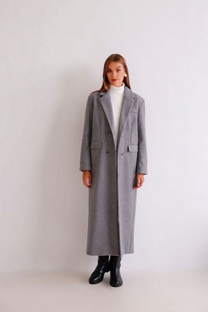 8484 Пальто удлинённое серое
