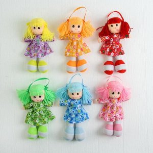 Мягкая игрушка «Кукла», в ситцевом платье, с хвостиками, цвета МИКС