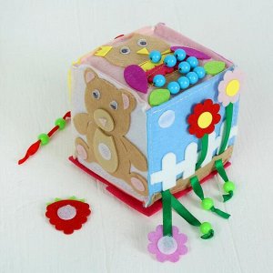 Бизикубик "Веселые игрушки" текстильный, 10*10 см