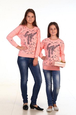 Свитшот для девочки интерлок пенье"Брызги",размер 36-46, рост 140-164 цвет розовый