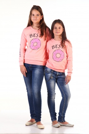Свитшот для девочки интерлок пенье"Пончик",размер 36-46, рост 140-164 цвет розовый
