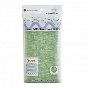 Мочалка для тела с плетением «Сетка» и текстурными нитями "Bubble Shower Towel" (средней жёсткости) размер 28 см х 100 см
