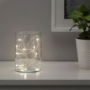 LEDFYR, светодиодная осветительная цепь с 12 лампочками, для помещений / на батарейках серебристого цвета