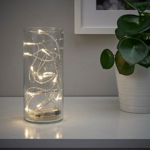 LEDFYR, светодиодная осветительная цепь с 12 лампочками, для помещений / на батарейках серебристого цвета