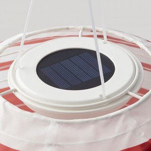 SOLVINDEN, светодиодный подвесной светильник на солнечных батареях, наружный глобус / красная полоса, 30 см