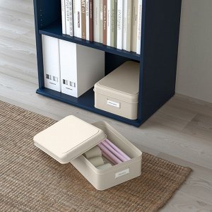 PLOGFÅRA, Коробка для хранения с крышкой, комплект из 2 предметов, светло-бежевый