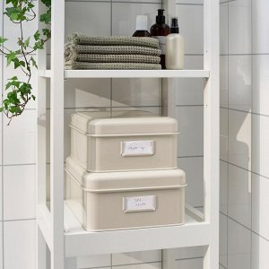 PLOGFÅRA, Коробка для хранения с крышкой, комплект из 2 предметов, светло-бежевый