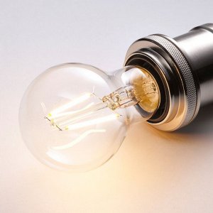 IKEA ЛУННОМ, светодиодная лампа E27 150 люмен, глобус прозрачный