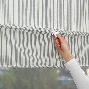 IKEA RINGBLOMMA, римские шторы, белый зеленый/в полоску, 140x160 см