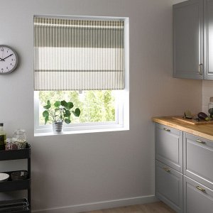 IKEA RINGBLOMMA, римские шторы, белый зеленый/в полоску, 140x160 см