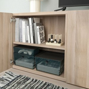 KUGGIS, Коробка с крышкой, прозрачно-черная, 26х35х15 см