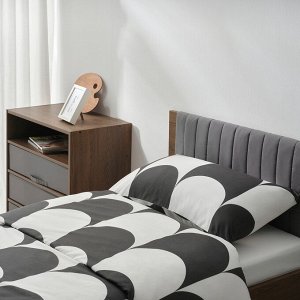 BRUKSVARA, комплект постельного белья из 3 предметов, антрацитово-белый, 150x200 см