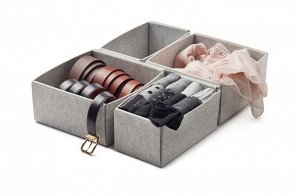 KOMPLEMENT, Коробка, набор из 4 предметов, светло-серая, 40х54 см
