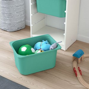 IKEA TROFAST, Стелаж, комплект для хранения с коробками, белый/бело-бирюзовый, 46x30x94 см