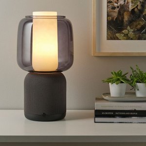 SYMFONISK, акустическая лампа с Wi-Fi, стеклянный абажур, черный