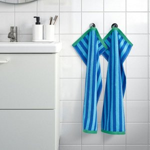 SLÅNHÖSTMAL, Полотенце для рук, в ярко-синюю/светло-голубую полоску, 40x70 см