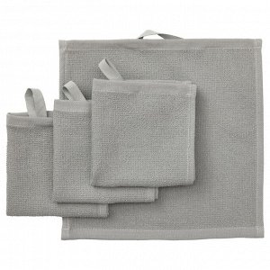 LUDDVIAL, Полотенце, серая, 25x25 см, 4 шт
