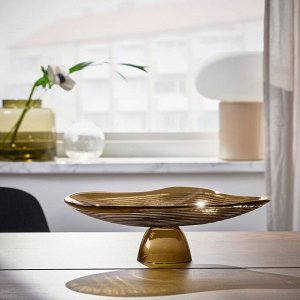 HÄCKPOPPEL, Декоративная миска с основанием, коричневая, 24 см