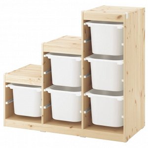 TROFAST, комбинация для хранения, светло-белая мореная сосна /белый, 99x44x91 см