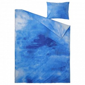 БЛАВИНГАД, пододеяльник и наволочка с рисунком океана/синий, 150x200/50x80 см