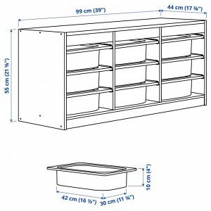 TROFAST, комбинация для хранения с коробками, белый /white, 99x44x55 см