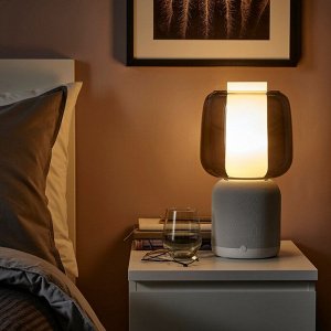 SYMFONISK, акустическая лампа с Wi-Fi, стеклянный абажур, белый / черный