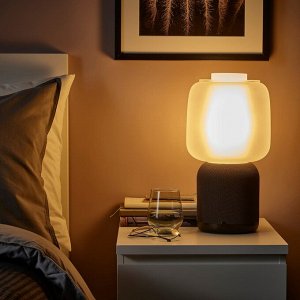SYMFONISK, акустическая лампа с Wi-Fi, стеклянный абажур, черный /белый
