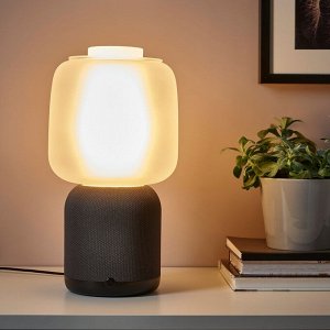 SYMFONISK, акустическая лампа с Wi-Fi, стеклянный абажур, черный /белый