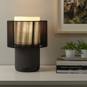 SYMFONISK, акустическая лампа с Wi-Fi, текстильный абажур, черный