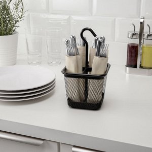 ВЕРХНЯЯ ПОСУДА, подставка для столовых приборов, антрацит, 12x12 см