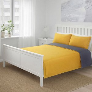 LAPPRÖR, комплект постельного белья из 4 частей, желто-серый, 200x230 см