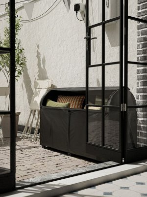 TOSTERÖ, ящик для хранения, открытый, черный, 129x44x79 см