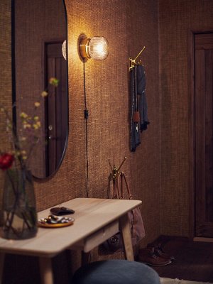 СОЛКЛИНТ, настенный светильник, латунь / серое прозрачное стекло