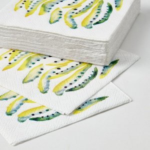NÄBBFISK, бумажная салфетка с желто-зеленым рисунком, 24x24 см