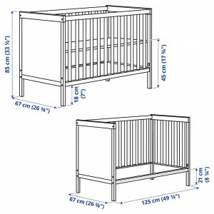 IKEA SUNDVIK, комплект детской мебели из 3 предметов, белый, 60x120 см