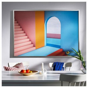БЬЕРКСТА, картина в рамке, дверной проем/алюминий-цветной, 140x100 см