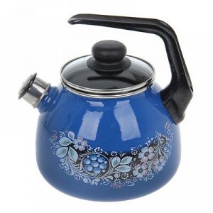 Чайник Вологодский сувенир(синий) 3 л стекл.крышка,свисток
