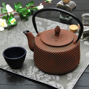 Чайник с ситом 800 мл "Земляничная поляна", цвет коричневый