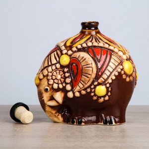Штоф сувенирный "Слон", цветной, керамика, 0.8 л
